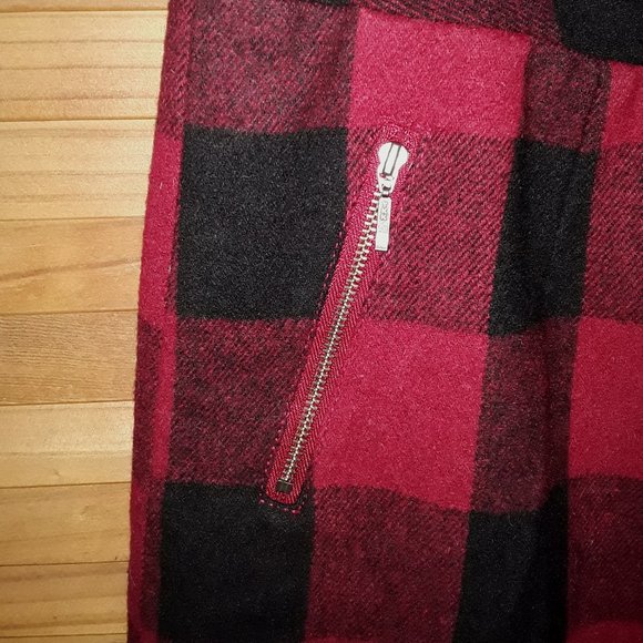 Bob Timberlake SZ 10 Red Plaid Wool BlMini Skirt Zipper Pockets Band Waist Lined - Picture 4 of 7